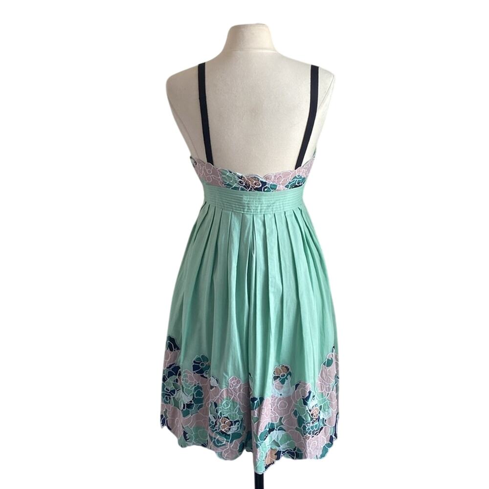 CATHERINE MALANDRINO Dress Womens Sz 6 Mint Green Floral Lace Coquette Fairy - Picture 5 of 6